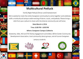 Multicultural Potluck Celebration Will Be Friday Night At Evergreen