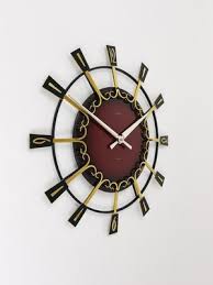 Brutalist Brass Sunburst Wall Clock