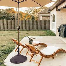 23 In Dia Round Patio Umbrella Base Heavy Duty Outdoor Stand In Brown