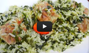 spinach rice simmered in coconut milk
