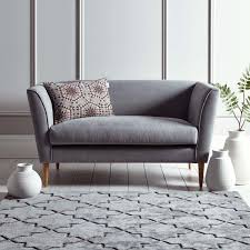 Yellow two seater sofa modern, simple design suitable for many different styles of interior. Timsbury Two Seater Sofa In Grey Finddesign Small Sofa Designs Sofas For Small Spaces Small Sofa