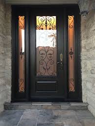 Woodgrain Wrought Iron Front Door With