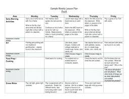 K Weekly Lesson Plan Template Examples For All Free Sample Toddler