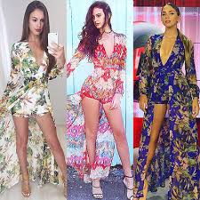 During summers, put your shorts away and enjoy a strappy or dressy romper with sleeves, and for those cooler days, find a wide leg jumpsuit for an elegant look. S Xl Women Long Sleeve Maxi Dress 2016 New Summer Floral Short Romper Dress Women Boho Split Chiffon Beach Dress Vestido Dress With Boots Fashion Dress Maroondress Up Casual Dress Aliexpress