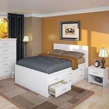 White Bed Double Bed With Storage