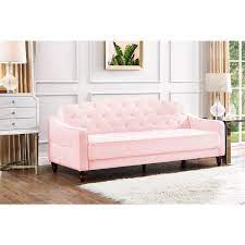 pink velvet tufted sofa sleeper