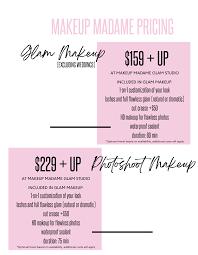 pricing makeup madame