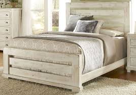 Willow Distressed White Queen Slat Bed