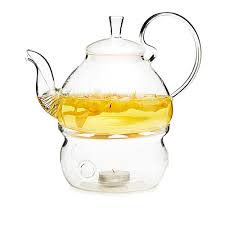 glass teapot warmer three spoons
