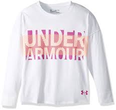 Under Armour Girls Overlay Branded Long Sleeve Tee White