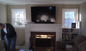 wall mounted tv above fireplace info