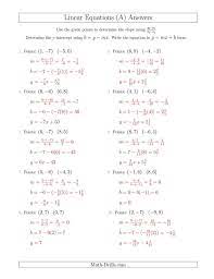 Y Worksheet Writing A Linear Equation