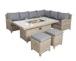 fire pit table rattan outdoor furniture