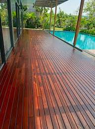 brown ipe wooden deck for flooring