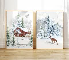 Winter Wall Art Set Of 2 Winter Prints