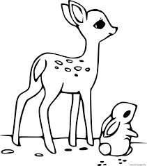 Color this abstract deer in the fall coloring sheet and enjoy experimenting with different shades of red, brown, yellow, or any other colors you see fit. Baby Deer And A Bunny Coloring Pages Printable