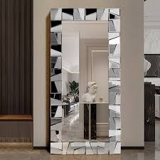floor mirror 3d silver gl frame homary