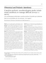 Pdf Canadian Pediatric Anesthesiologists Prefer