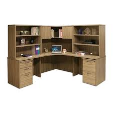 Hutch desk, wood desks & computer tables : Wood Grain Corner Desk With Hutches And Pedestals 77 5 W By Office Star Nbf Com