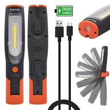 Rechargeable Led Work Light Portable Cordless Led Inspection Lamp Super Bright Led Torch Light Front 3w Cob Led And Top 3w Led Foldable Magnetic Dual Hooks Essential Work Job Tool By Enuotek
