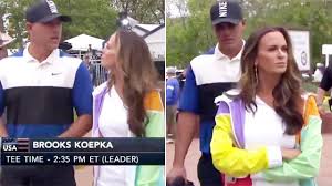 She accompanied koepka as he walked off the 18th hole as. Golf Star Snubs Girlfriend S Kiss Live On Tv