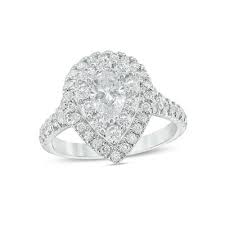 Loves Destiny By Zales 1 3 4 Ct T W Certified Pear Shaped Diamond Frame Engagement Ring In 14k White Gold I Si2