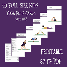 full size kids yoga pose cards set 3