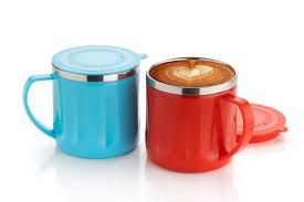 Coffee Mug With Lid Plastic Covered