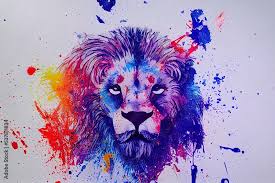 Ilration Of Colorful Lion In Paint