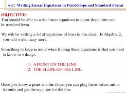 Writing Linear Equations In Point Slope