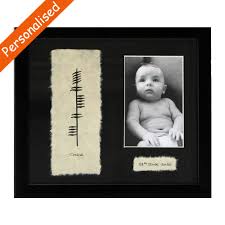 personalised ogham baby photo frame