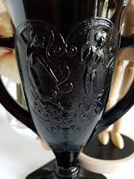 Vintage L E Smith Black Amethyst Glass