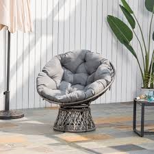 112m consumers helped this year. Outsunny 360 Swivel Rattan Papasan Moon Bowl Chair Round Outdoor W Padded For Sale Online Ebay