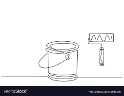 Bucket Of Color Paint One Line Vector Image