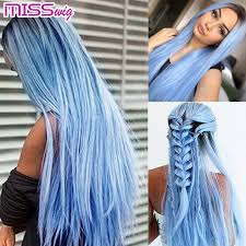 All our hairs are heat resistant and have a beautiful shape and feel comfortable. Buy New Wig Long Straight Hair Wig Ombre Blue And Black Synthetic Wigs At Affordable Prices Price 15 Usd Free Shipping Real Reviews With Photos Joom