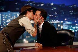 Johnny Depp kisses Jimmy Kimmel three times: 'I do have a thing for talk  show hosts'