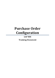 Sap Training Document Purchase Order Configuration