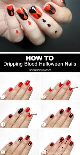 dripping blood halloween nail design