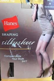 Details About Hanes Silky Sheer Shaping Mid Thigh Control Top Gentle Brown Pantyhose Med
