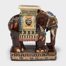 Glazed Elephant Garden Seat Browse Or