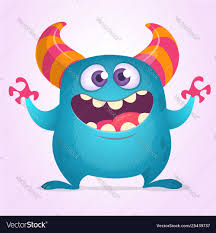 funny cartoon monster with big mouth