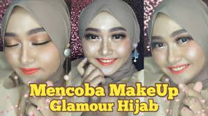 mencoba makeup glam glamour hijab by