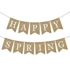 bunting banner happy spring burlap