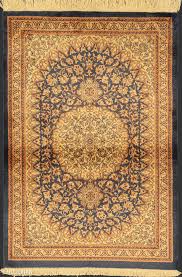 qum rug silk extra fine dark blue
