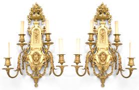 French Victorian Bronze Filigree Wall Sconces