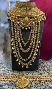 golden metal bridal jewelry set size
