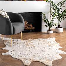 nuloom iraida faux cowhide off white 5 x 6 7 area rug
