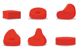 Set Of Red Poufs Icon Soft Furniture