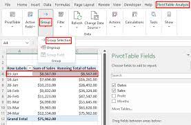 pivot table to calculate running total