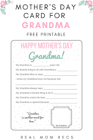 Printable Mothers Day Card For Grandma From Grandkids Real Mom Recs